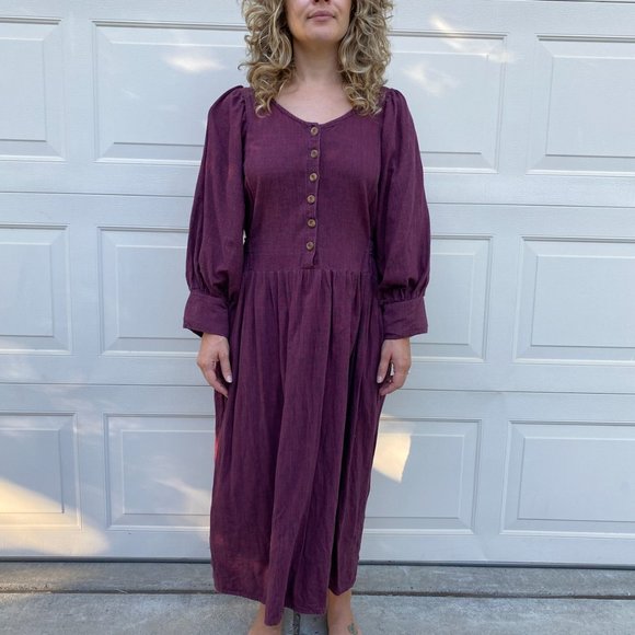 vintage 1990s maroon dress by El Huarache - Picture 2 of 9